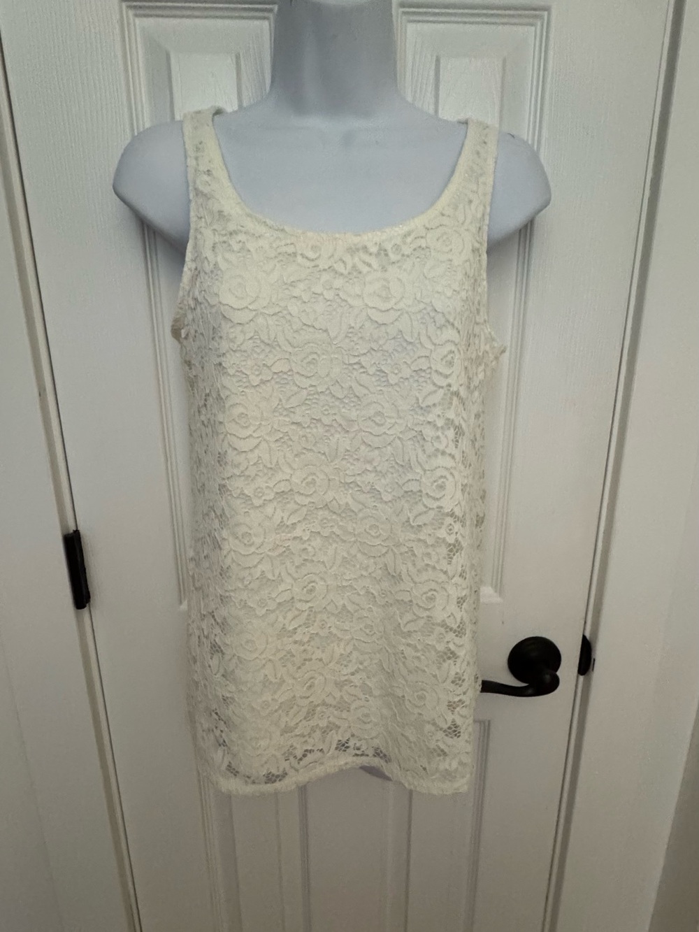 Cream Lace Tank Slip with Floral Overlay